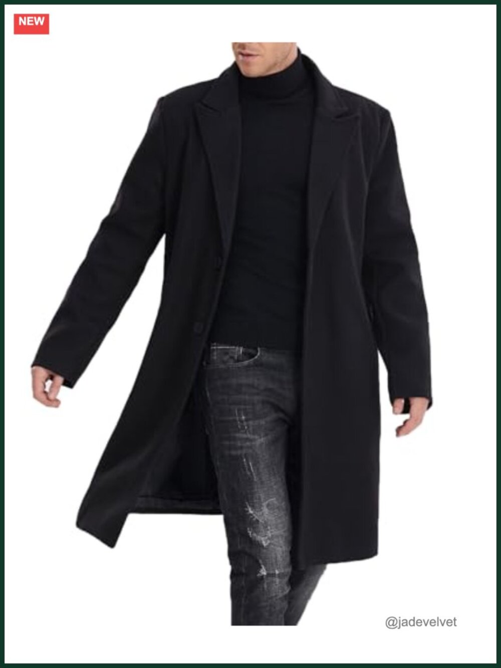 Men's Slim Fit Trench Coat Notched Lapel Long Sleeve Winter Business Overcoat